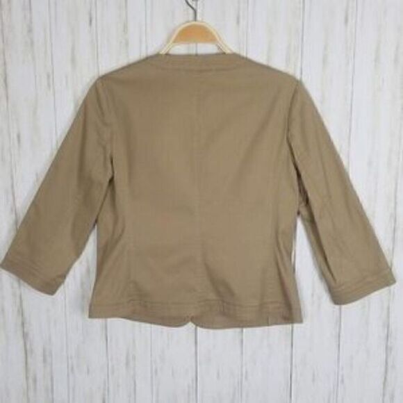 TALBOTS Tan Ruffled Button Down Blazer Jacket - Picture 4 of 5